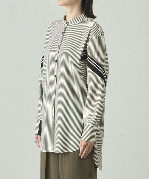 CAST: / キャスト コロン シャツ・ブラウス | 【着用しわ軽減/吸水速乾】ニットコンビストライプブラウス | 詳細4