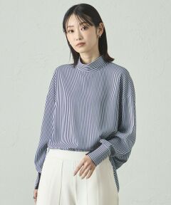 CAST: / キャスト コロン シャツ・ブラウス | 【着用しわ軽減/吸水速乾】ストライプバックボタンブラウス