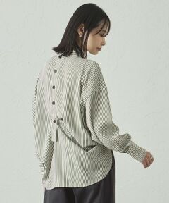 CAST: / キャスト コロン シャツ・ブラウス | 【着用しわ軽減/吸水速乾】ストライプバックボタンブラウス