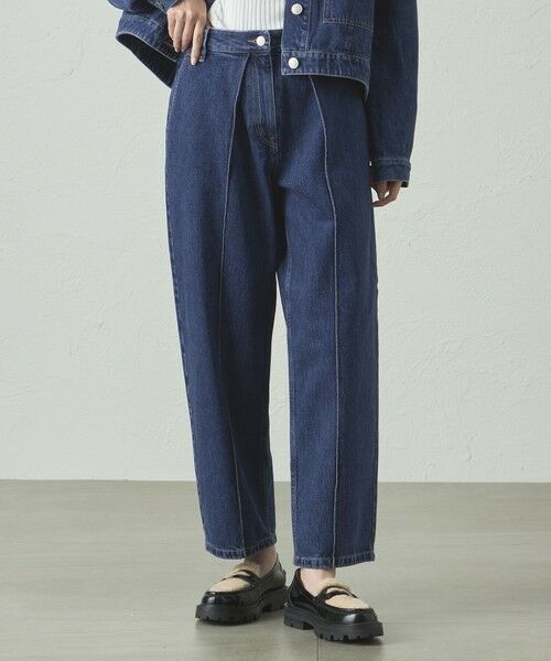 CAST: / キャスト コロン パンツ | 【着回し抜群】フォルムデニムパンツ(ネイビー)