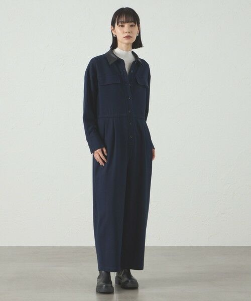 CAST:/キャスト コロン 【1枚で着映える】ソフトフランネルジャンプスーツ ネイビー S CAST:/キャスト コロン 【1枚で着映える】ソフトフランネルジャンプスーツ ネイビー S