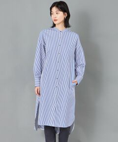 CAST: / キャスト コロン シャツ・ブラウス | 【CAST COLON】スタンドカラーストライプロングシャツ