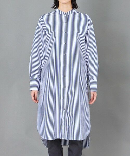 CAST: / キャスト コロン シャツ・ブラウス | 【CAST COLON】スタンドカラーストライプロングシャツ | 詳細4