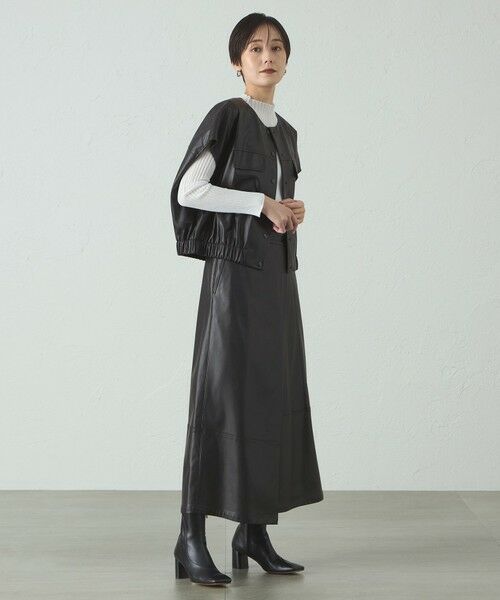 CAST: / キャスト コロン ロング・マキシ丈スカート | 【着回し抜群/イージーケア】フェイクレザースカート | 詳細2