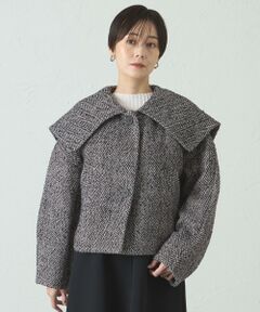 CAST: / キャスト コロン その他アウター | ヘリンボンツィードショールカラーコート