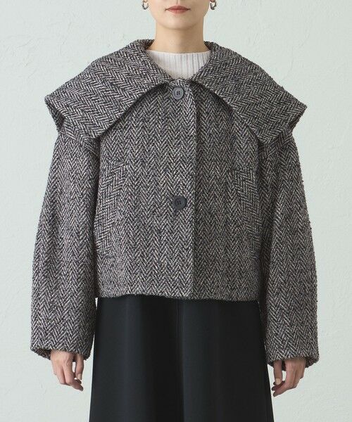 CAST: / キャスト コロン その他アウター | ヘリンボンツィードショールカラーコート | 詳細3