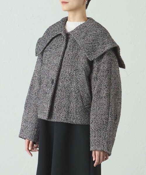 CAST: / キャスト コロン その他アウター | ヘリンボンツィードショールカラーコート | 詳細4