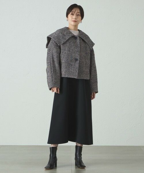 CAST: / キャスト コロン その他アウター | ヘリンボンツィードショールカラーコート | 詳細1