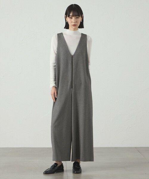 CAST: / キャスト コロン ロング・マキシ丈ワンピース | 【着回し抜群】フロントジップフォルムオールインワン(グレー4)