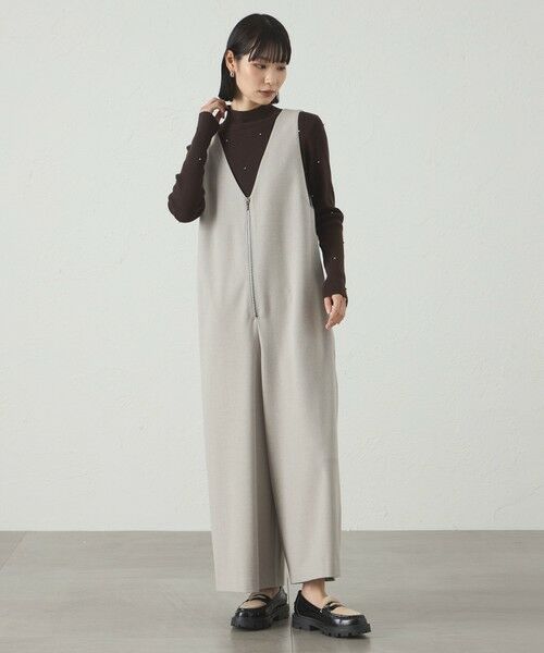 CAST: / キャスト コロン ロング・マキシ丈ワンピース | 【着回し抜群】フロントジップフォルムオールインワン(ベージュ)