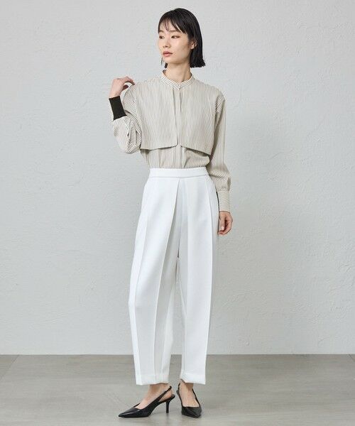 CAST: / キャスト コロン シャツ・ブラウス | 【着用しわ軽減/吸水速乾】ストライプガンパッチブラウス | 詳細3