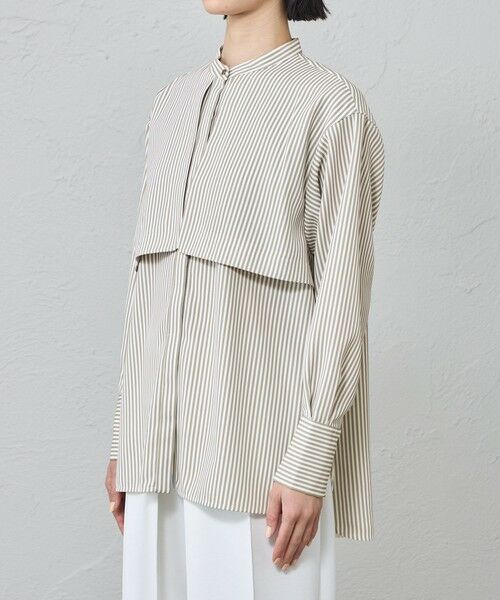 CAST: / キャスト コロン シャツ・ブラウス | 【着用しわ軽減/吸水速乾】ストライプガンパッチブラウス | 詳細5