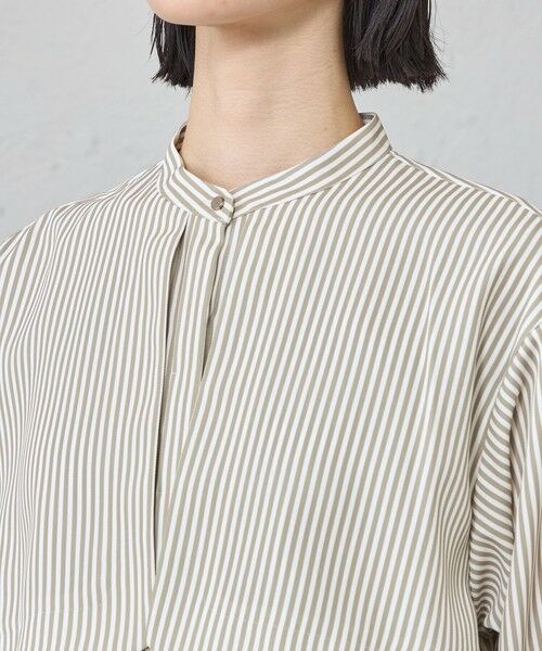 CAST: / キャスト コロン シャツ・ブラウス | 【着用しわ軽減/吸水速乾】ストライプガンパッチブラウス | 詳細7