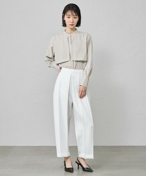 CAST: / キャスト コロン シャツ・ブラウス | 【着用しわ軽減/吸水速乾】ストライプガンパッチブラウス | 詳細2