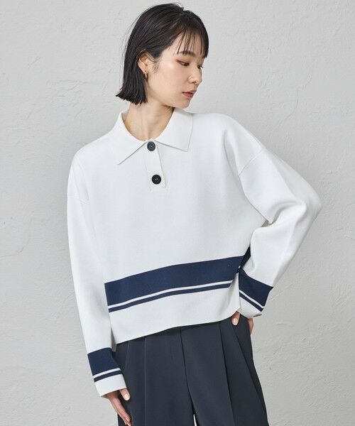 CAST: / キャスト コロン ニット・セーター | 【1枚で着映える】ボーダーニット（ホワイト）