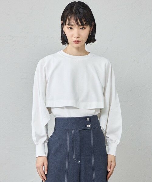 CAST: / キャスト コロン ニット・セーター | 【1枚で着映える/手洗い可能】レイヤードニット（ホワイト）