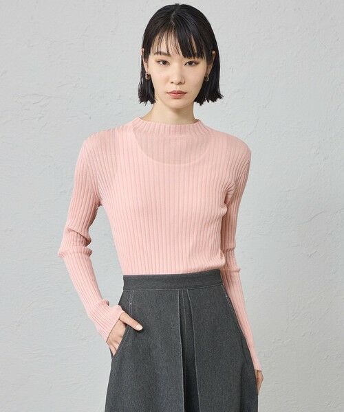 CAST: / キャスト コロン ニット・セーター | 【定番/着回し抜群】シアーニットタートル（ピンク）