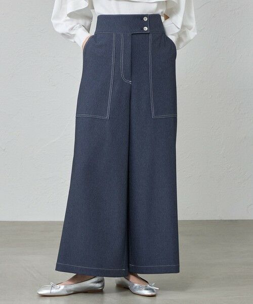 CAST: / キャスト コロン パンツ | 【機能性/着回し抜群】デニムライクパンツ（ネイビー）