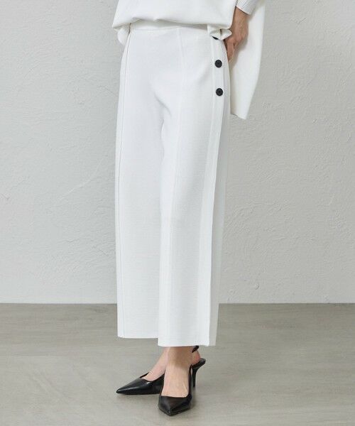 CAST: / キャスト コロン パンツ | 【着回し抜群/セットアップ対応】セミワイドニットパンツ（ホワイト）