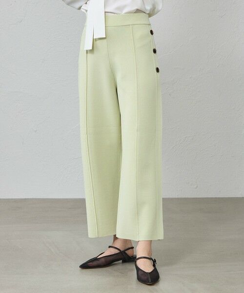 CAST: / キャスト コロン パンツ | 【着回し抜群/セットアップ対応】セミワイドニットパンツ（グリーン）