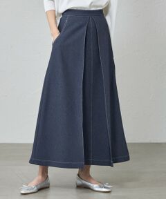 CAST: / キャスト コロン ロング・マキシ丈スカート | 【機能性/着回し抜群】タックデザインデニムライクスカート