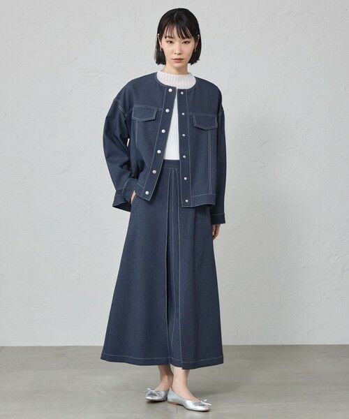 CAST: / キャスト コロン ロング・マキシ丈スカート | 【機能性/着回し抜群】タックデザインデニムライクスカート | 詳細5