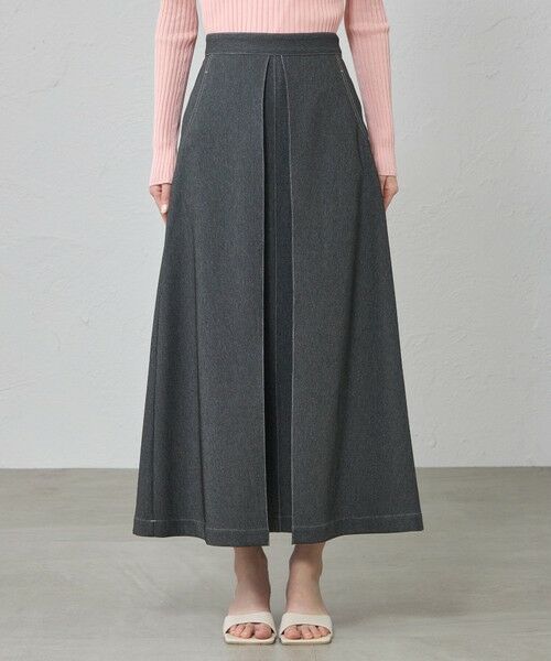 CAST: / キャスト コロン ロング・マキシ丈スカート | 【機能性/着回し抜群】タックデザインデニムライクスカート | 詳細6