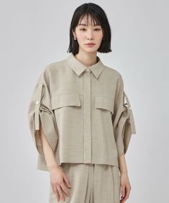 CAST: / キャスト コロン シャツ・ブラウス | リネンライクロールアップブラウス