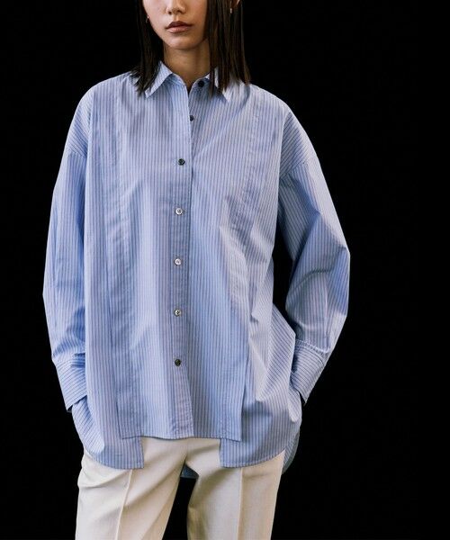 CAST: / キャスト コロン シャツ・ブラウス | 【CAST COLON】ストライプビックシャツ（水色）