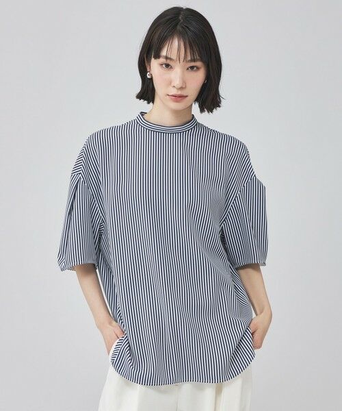 CAST: / キャスト コロン シャツ・ブラウス | バックボタンストライプブラウス（ブルー4）