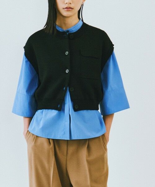 CAST: / キャスト コロン ニット・セーター | 【CAST COLON】クロップドニットジレ（ブラック）