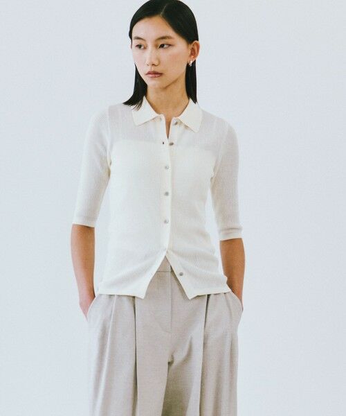 CAST: / キャスト コロン ニット・セーター | 【CAST COLON】コンパクトシアーニットポロ（オフホワイト）