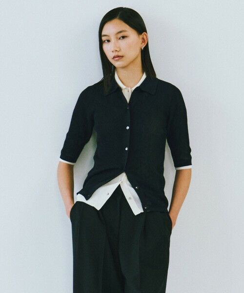 CAST: / キャスト コロン ニット・セーター | 【CAST COLON】コンパクトシアーニットポロ（ブラック）