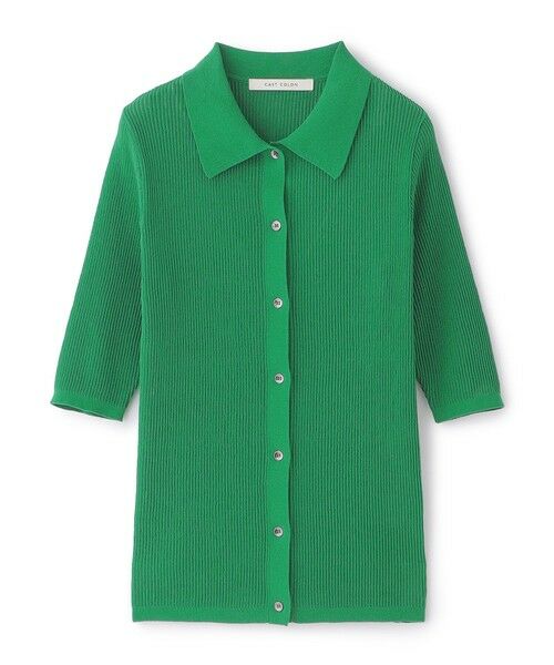 CAST: / キャスト コロン ニット・セーター | 【CAST COLON】コンパクトシアーニットポロ（グリーン5）