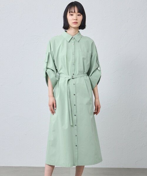 CAST: / キャスト コロン ロング・マキシ丈ワンピース | 【早割10％OFFキャンペーン】ロールアップシャツワンピース（グリーン）