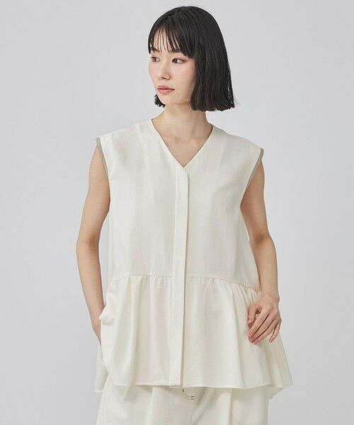 CAST: / キャスト コロン シャツ・ブラウス | ギャザージレトップス（オフホワイト）