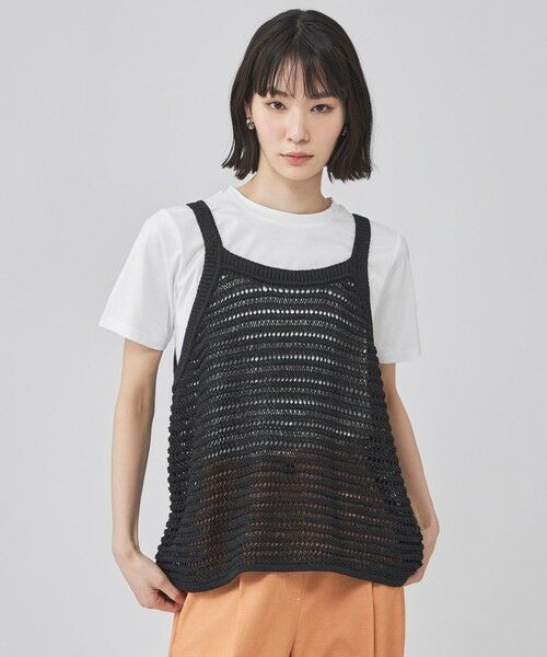 CAST: / キャスト コロン ニット・セーター | ギマニットキャミソール＆カットソー（ブラック）