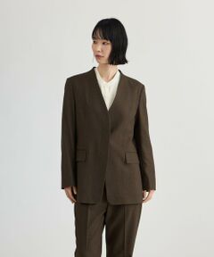 CAST: / キャスト コロン その他アウター | 【手洗い可能】ノーカラーグレンチェックジャケット