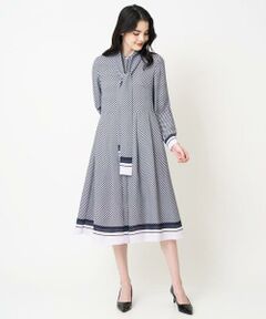 CHRISTIAN AUJARD / クリスチャン・オジャール ロング・マキシ丈ワンピース | 棒タイ付プリントワンピース