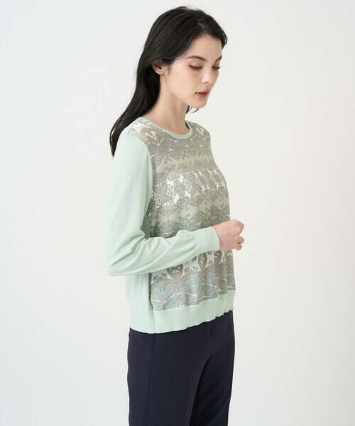 CHRISTIAN AUJARD / クリスチャン・オジャール ニット・セーター | [アンサンブル対応]レーシーオーナメントプリントトップス | 詳細1