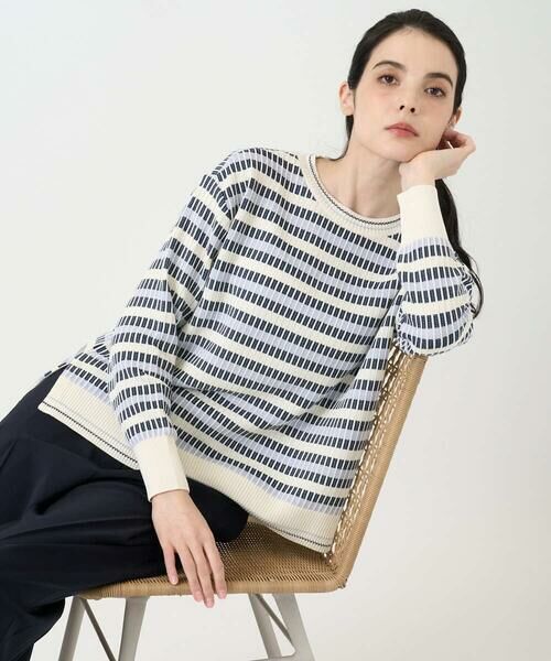 CHRISTIAN AUJARD / クリスチャン・オジャール ニット・セーター | タックボーダーニットプルオーバー（ネイビー）