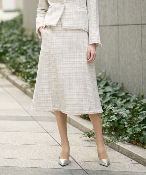 CHRISTIAN AUJARD / クリスチャン・オジャール ロング・マキシ丈スカート | [セットアップ対応]シャイニーツィードスカート | 詳細1