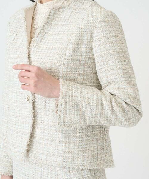 CHRISTIAN AUJARD / クリスチャン・オジャール ノーカラージャケット | [セットアップ対応]シャイニーツィードジャケット | 詳細13