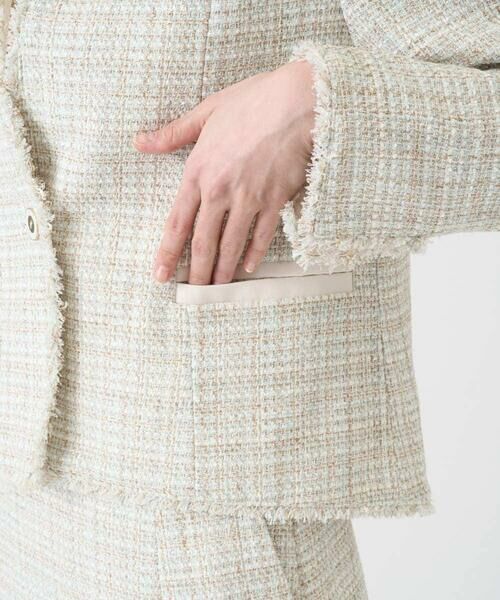 CHRISTIAN AUJARD / クリスチャン・オジャール ノーカラージャケット | [セットアップ対応]シャイニーツィードジャケット | 詳細14