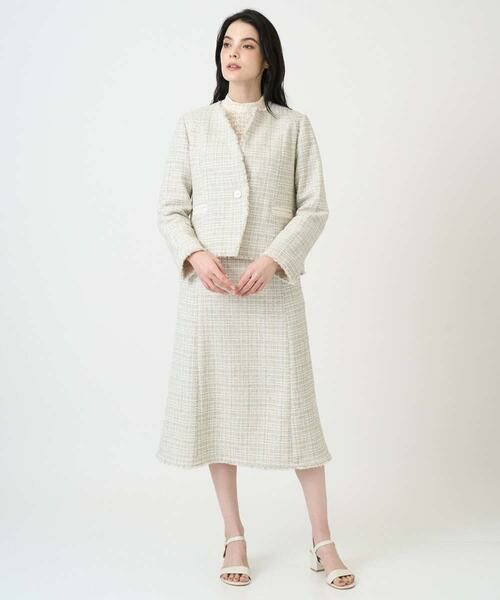 CHRISTIAN AUJARD / クリスチャン・オジャール ノーカラージャケット | [セットアップ対応]シャイニーツィードジャケット | 詳細24