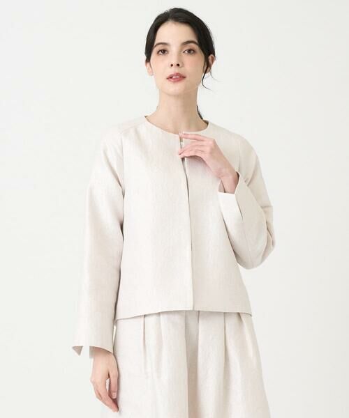 CHRISTIAN AUJARD / クリスチャン・オジャール ノーカラージャケット | [セットアップ対応]ジャカードサテンジャケット | 詳細1