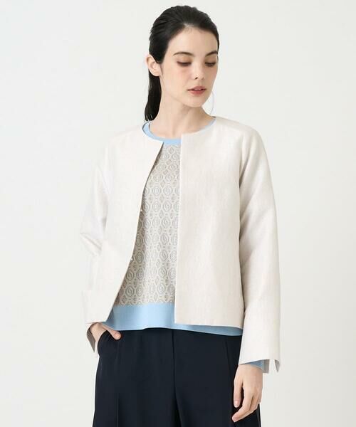 CHRISTIAN AUJARD / クリスチャン・オジャール ノーカラージャケット | [セットアップ対応]ジャカードサテンジャケット | 詳細2