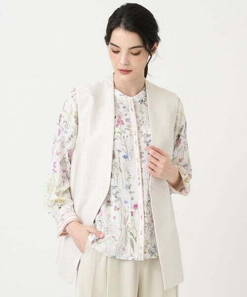 CHRISTIAN AUJARD / クリスチャン・オジャール ベスト | [セットアップ対応]ジャカードサテンジレ（アイボリー）