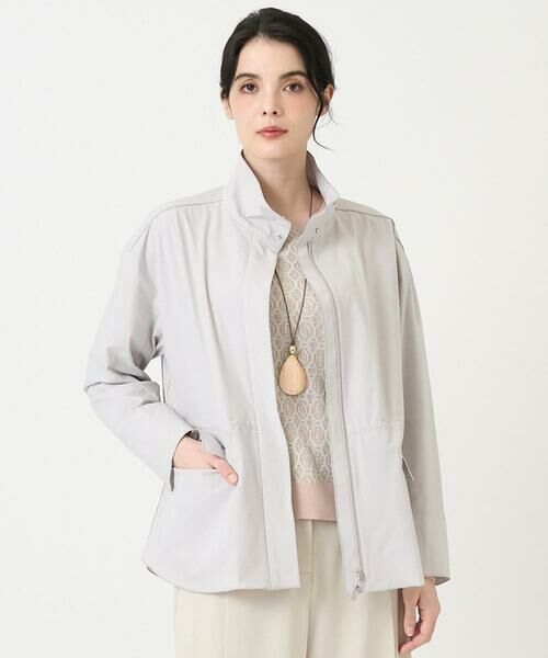 CHRISTIAN AUJARD / クリスチャン・オジャール ノーカラージャケット | [軽量/シワになりにくい]タフタジップジャケット（ライトグレー）