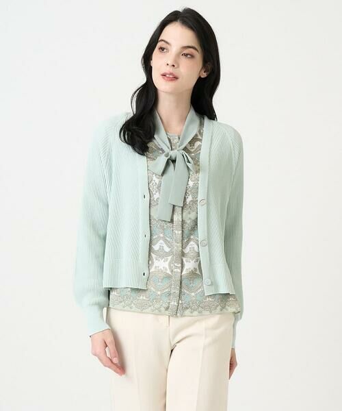CHRISTIAN AUJARD / クリスチャン・オジャール カーディガン・ボレロ | [アンサンブル対応]ホールガーメントニットカーディガン（グリーン）